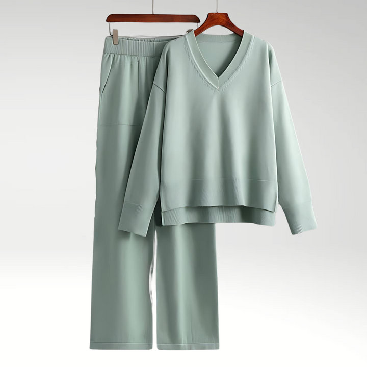 Emily | Elegant V-Neck Two-Piece Ensemble