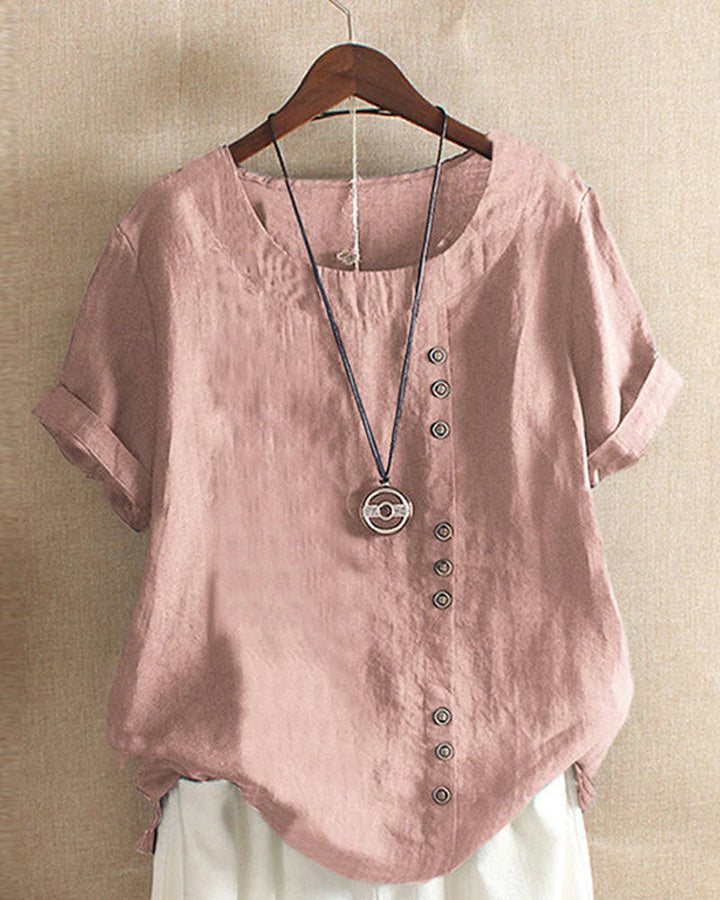 Alina | Casual Button Detail Short Sleeve Top