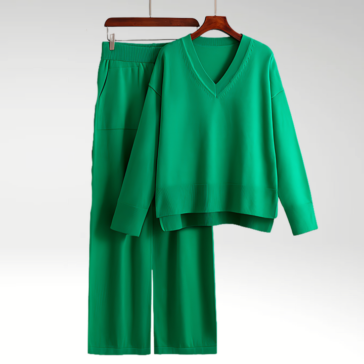 Carol | Elegant V-Neck Luxe Two-Piece Set