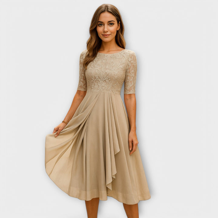 Michelle™ | Midi Dress with Lace Sleeve