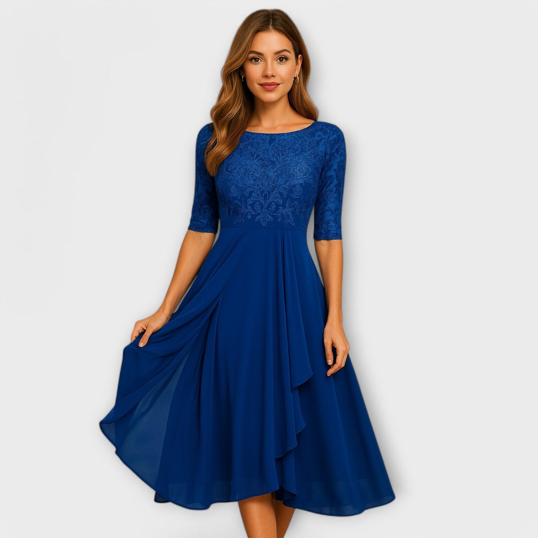Michelle™ | Midi Dress with Lace Sleeve