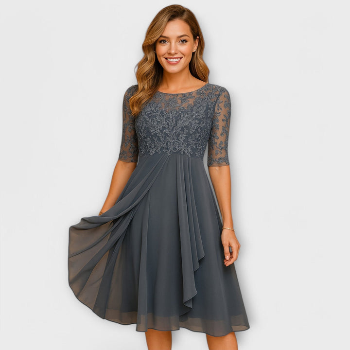 Michelle™ | Midi Dress with Lace Sleeve