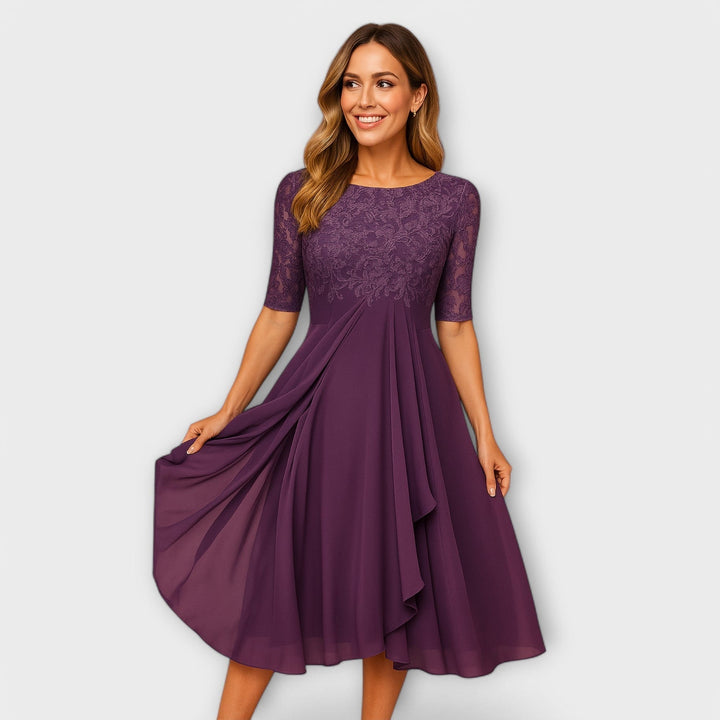 Michelle™ | Midi Dress with Lace Sleeve