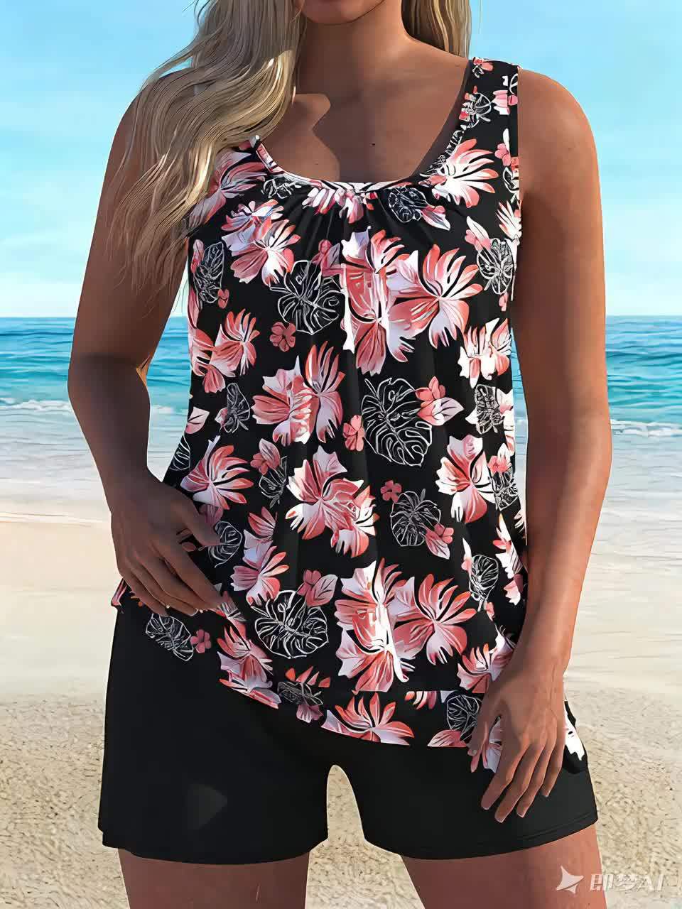 Clara | Floral Pattern Tankini Ensemble