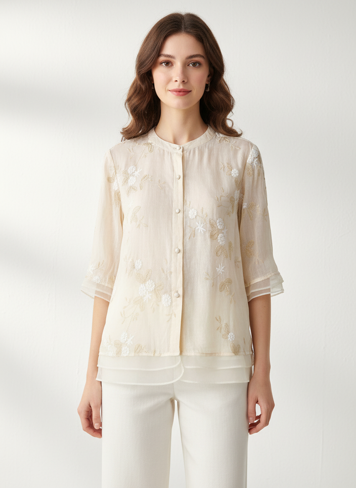 Embroidered Cotton Blouse by Althea
