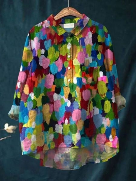 Women’s Floral Button Up Loose Long Sleeve Blouse