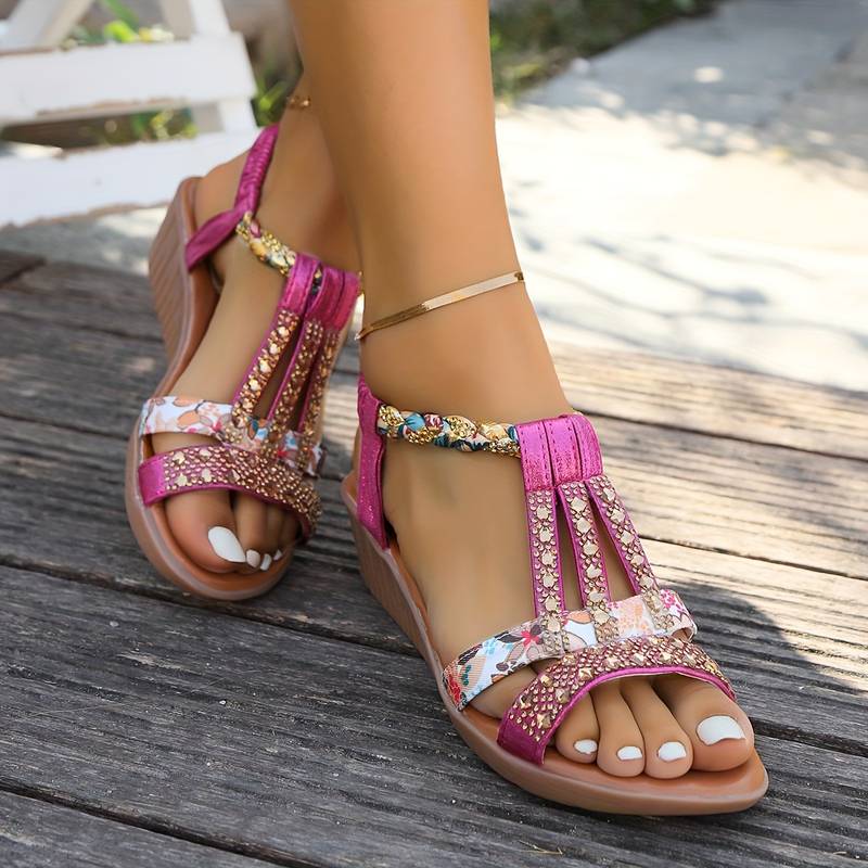 Seraphina | Boho Beaded Wedge Sandals