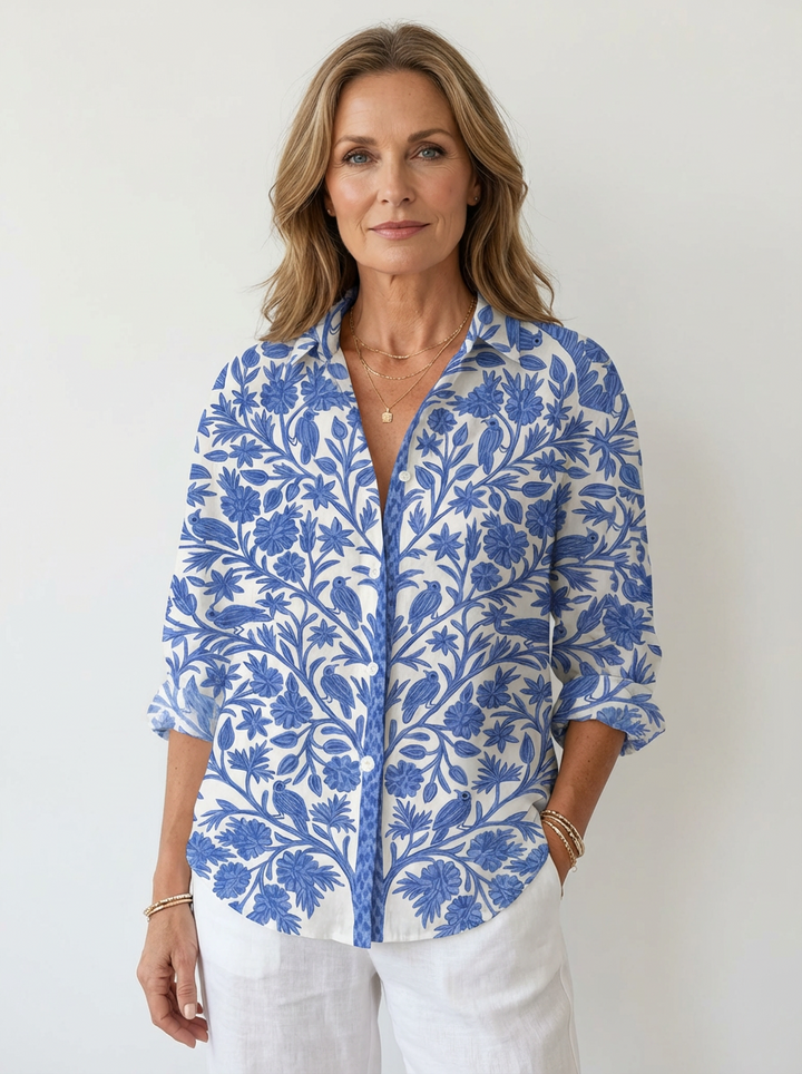Frederikke | Floral Blue Garden Blouse