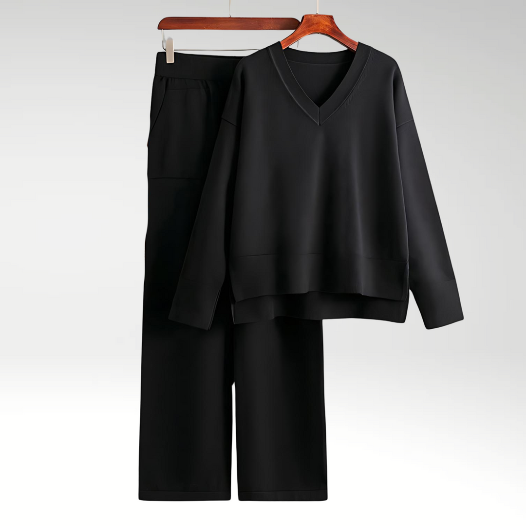 Carol | Elegant V-Neck Luxe Two-Piece Set