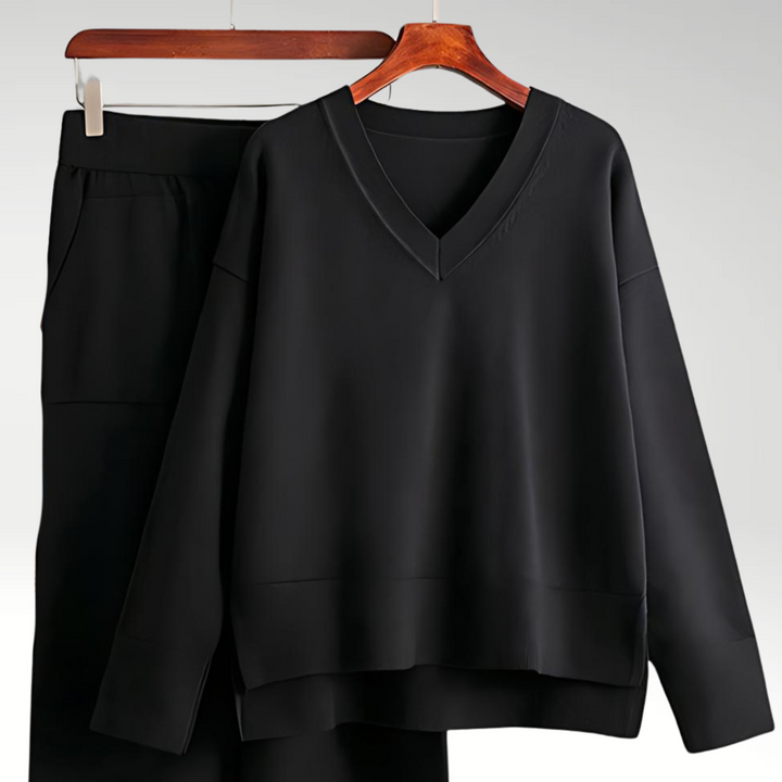 Carol | Elegant V-Neck Luxe Two-Piece Set