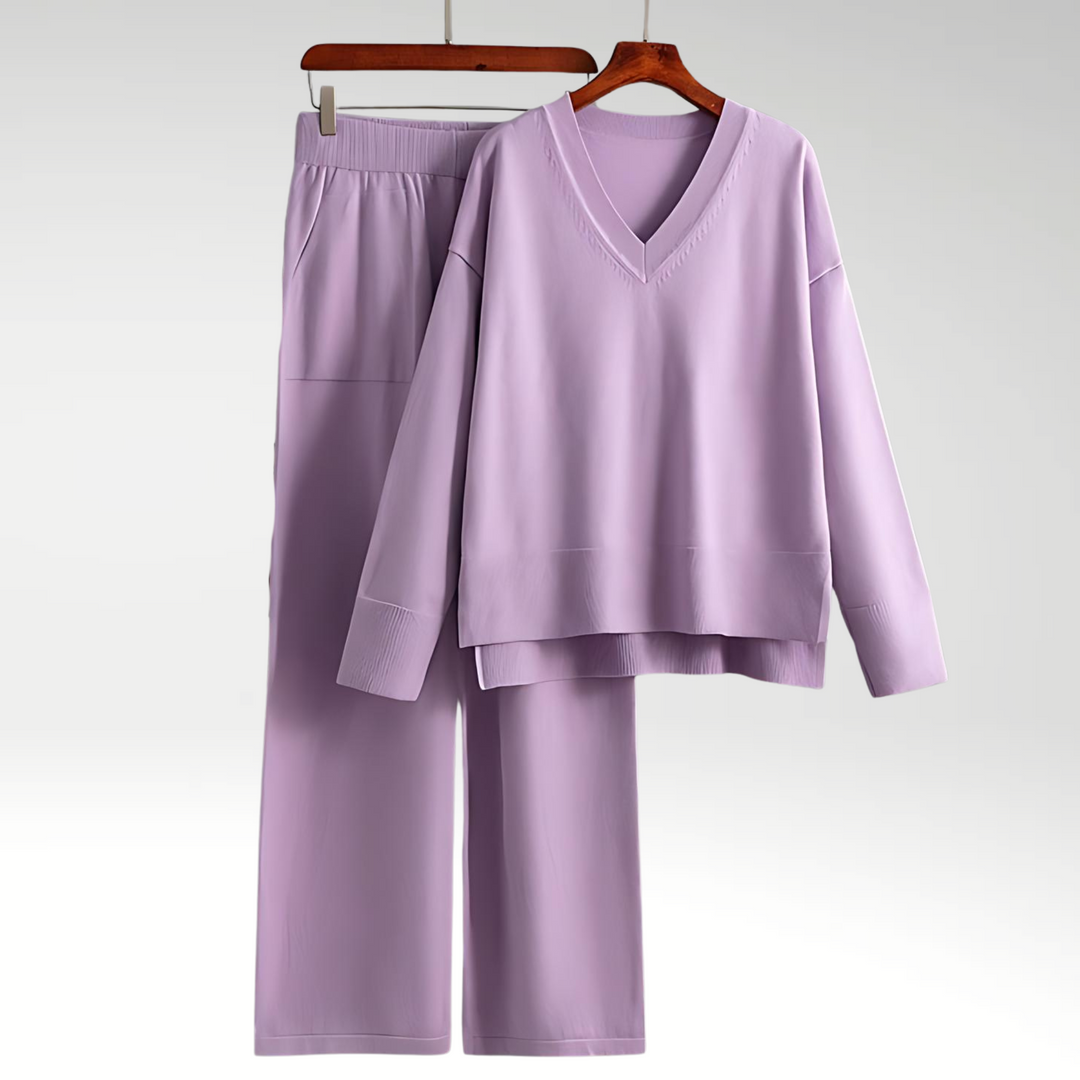 Carol | Elegant V-Neck Luxe Two-Piece Set