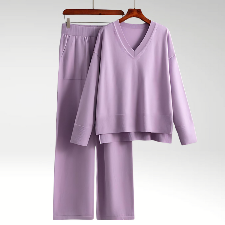 Emily | Elegant V-Neck Two-Piece Ensemble