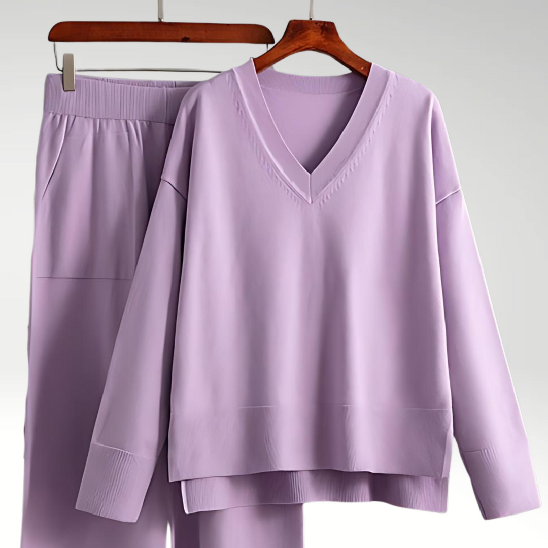 Carol | Elegant V-Neck Luxe Two-Piece Set
