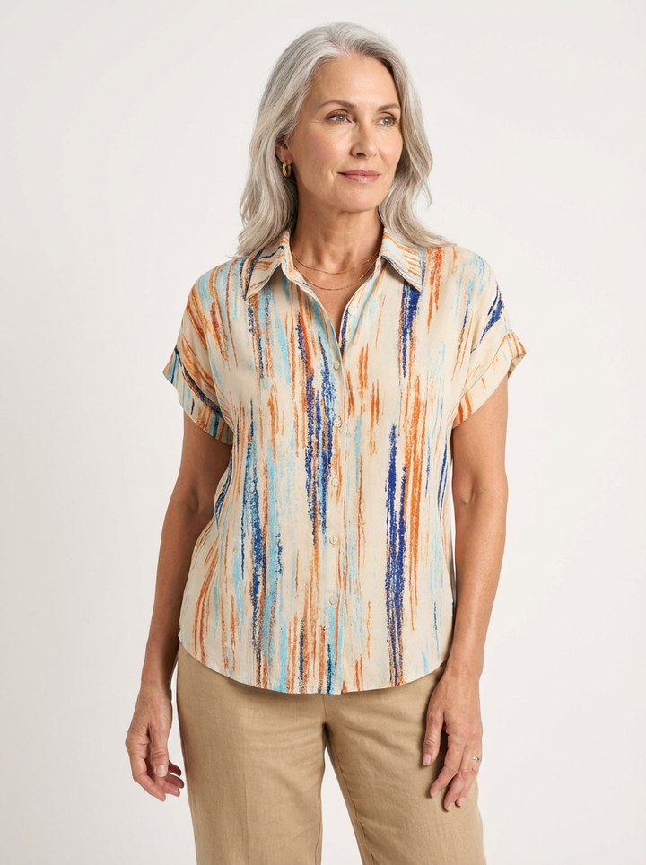 Niva | Casual Blouse with Small Striped Print