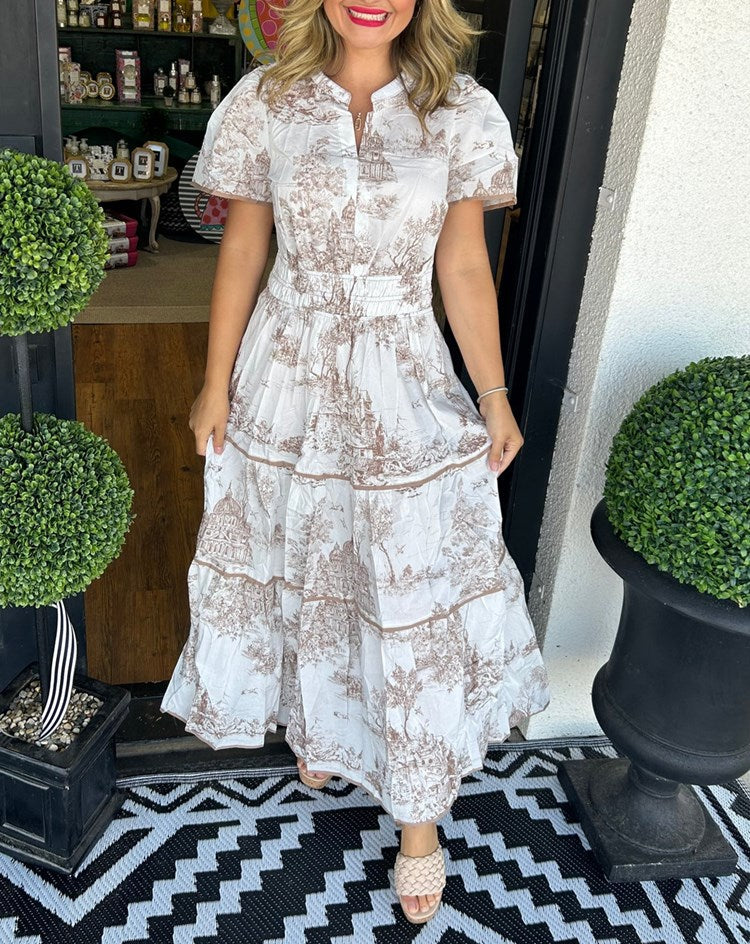 Blythe | Tiered Maxi Dress with Ruched Print