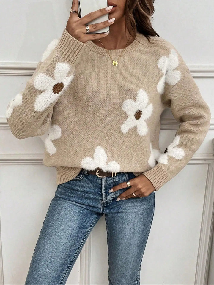 AUTUMN™ Round Neck Knit floral jacquard