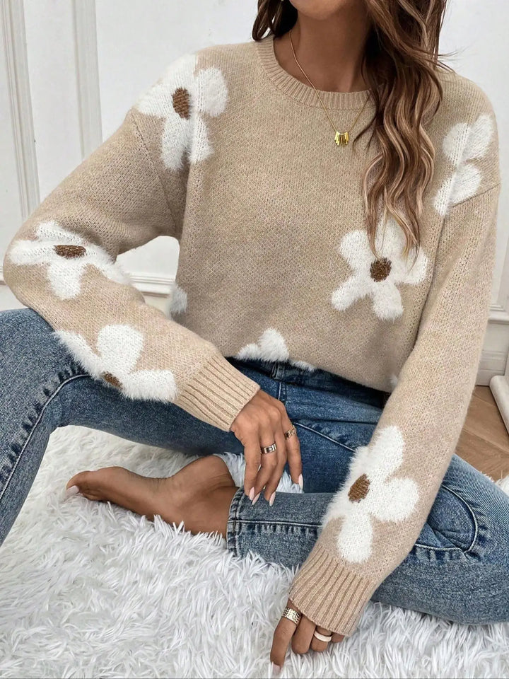 AUTUMN™ Round Neck Knit floral jacquard