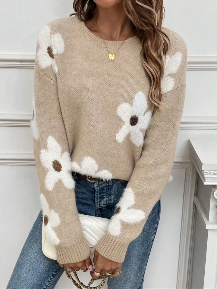 AUTUMN™ Round Neck Knit floral jacquard