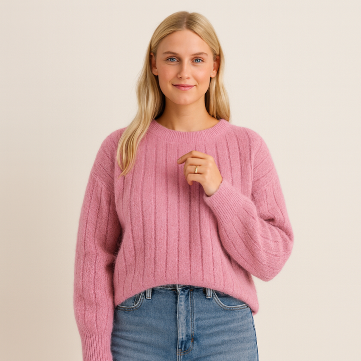 Cozy Ribbed Knit Pullover Sweater