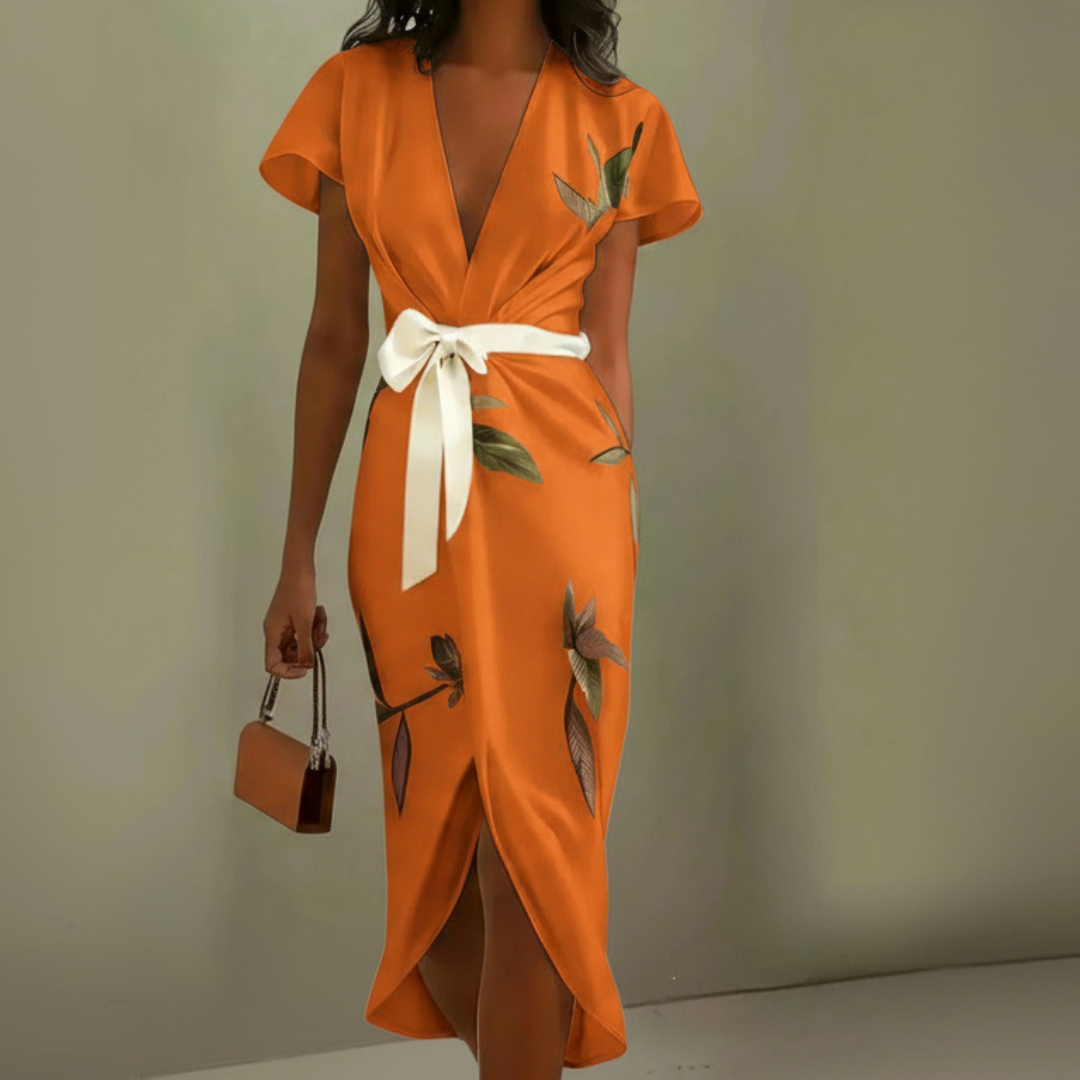 Rebecca | Chic Midi Dress with Elegant Wrap Design