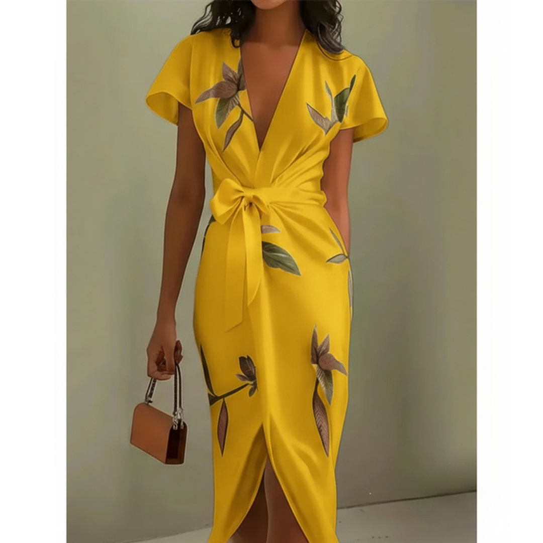Rebecca | Chic Midi Dress with Elegant Wrap Design
