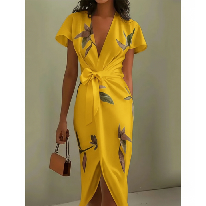 Rebecca | Chic Midi Dress with Elegant Wrap Design