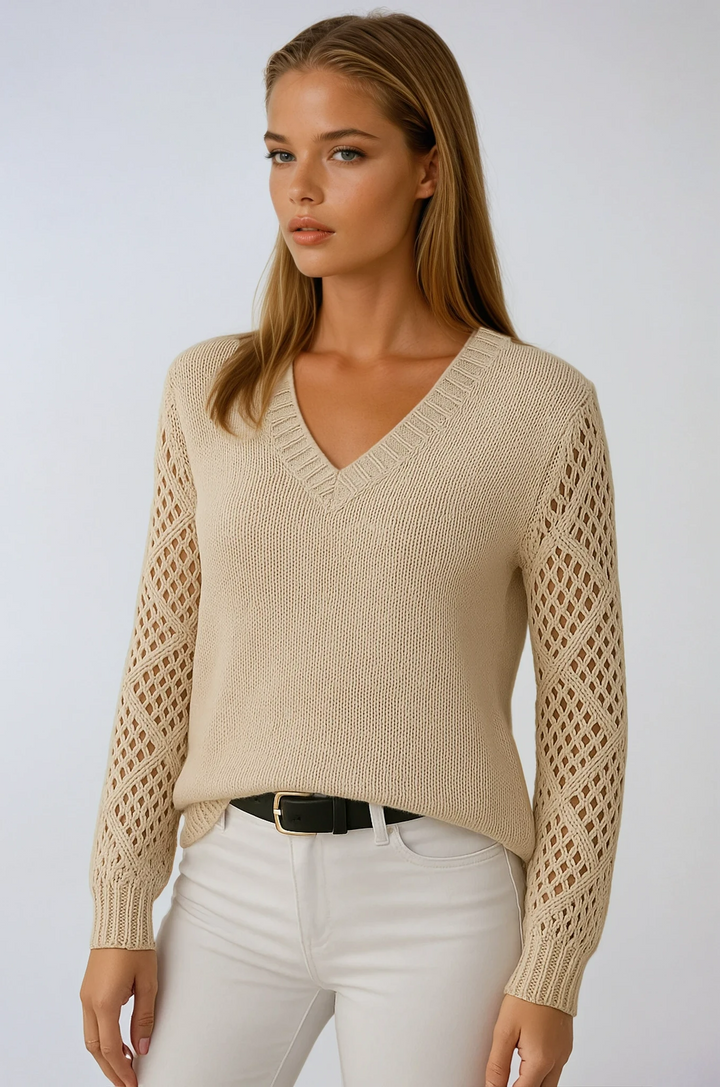 GLYNICE™ Crochet Sleeve Knit open detail
