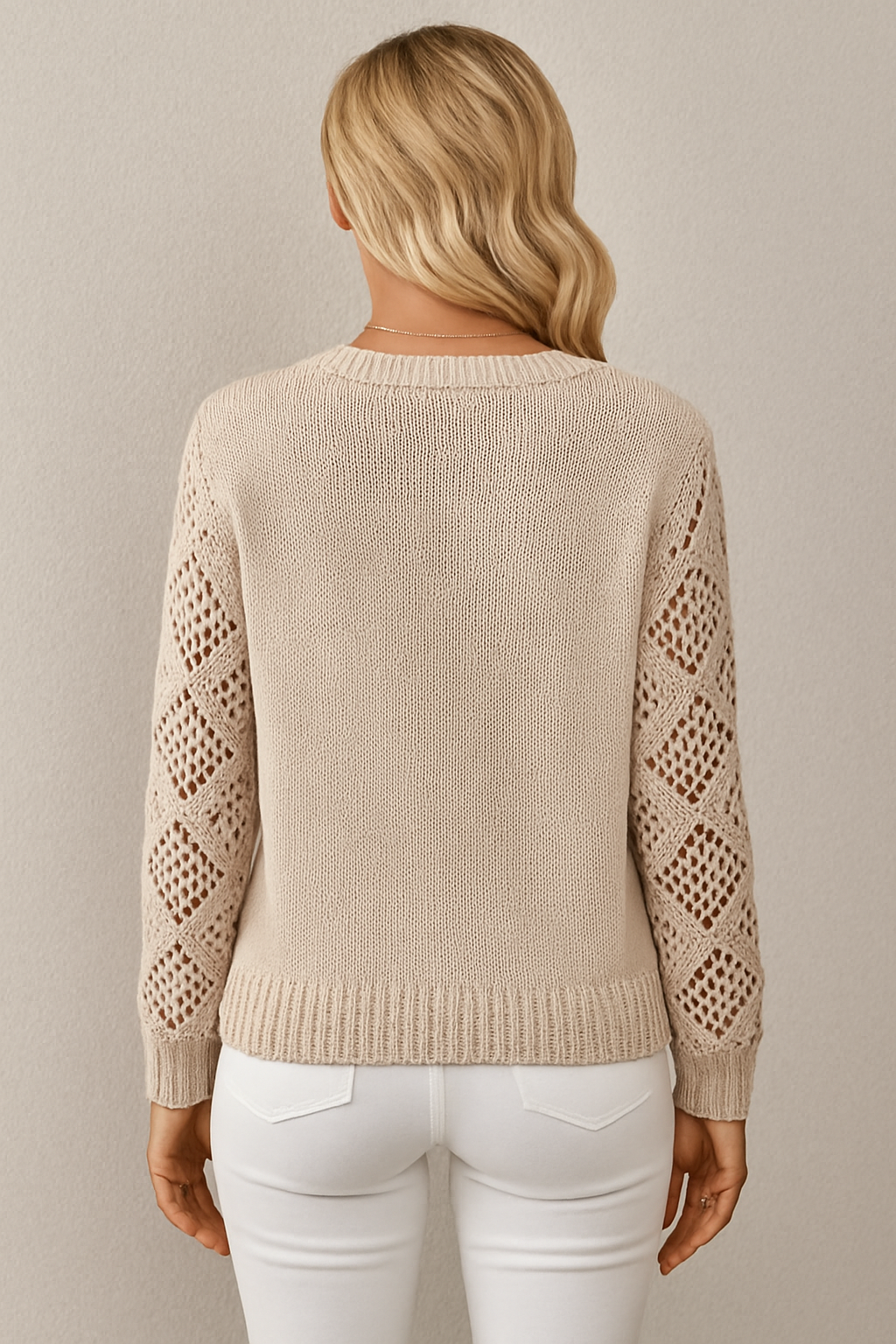 GLYNICE™ Crochet Sleeve Knit open detail