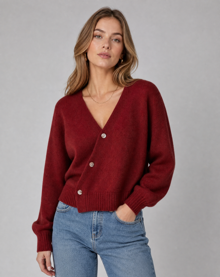 VIVIENNE™ V-Neck Button Knit wool blend