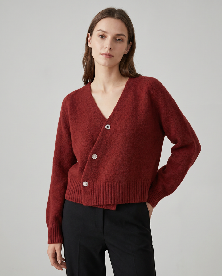 VIVIENNE™ V-Neck Button Knit wool blend
