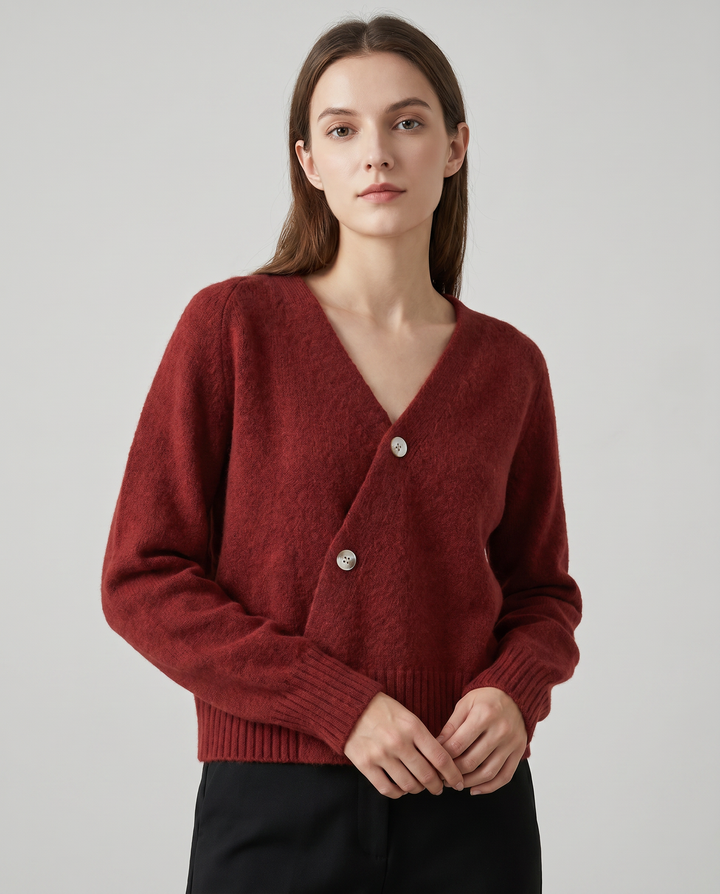 VIVIENNE™ V-Neck Button Knit wool blend