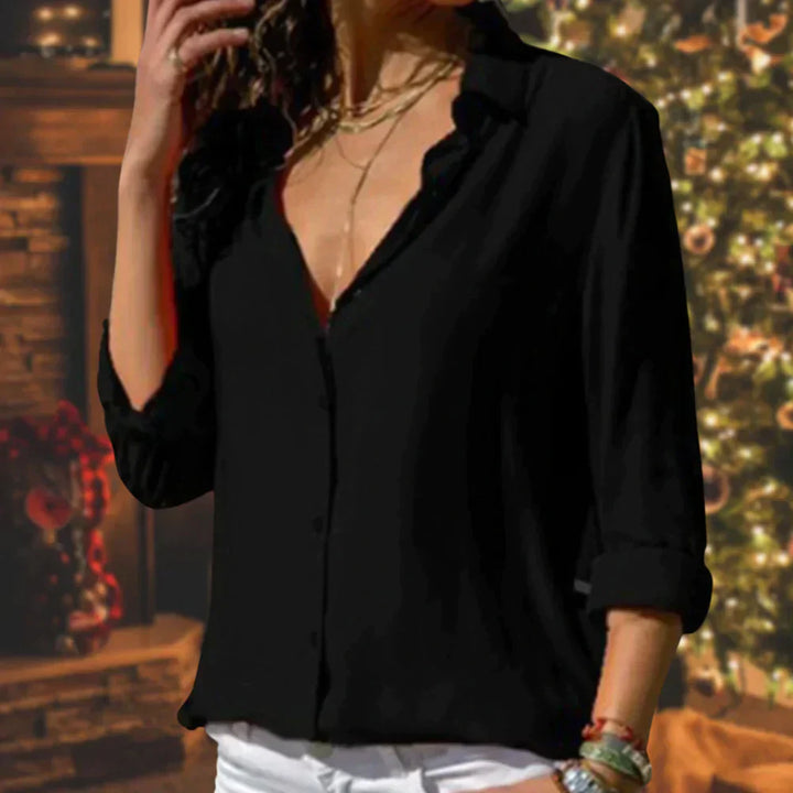 Elegant Button-Up Blouse with Classic Collar