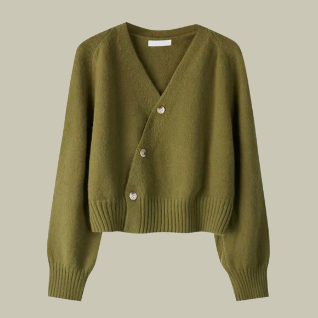 VIVIENNE™ V-Neck Button Knit wool blend