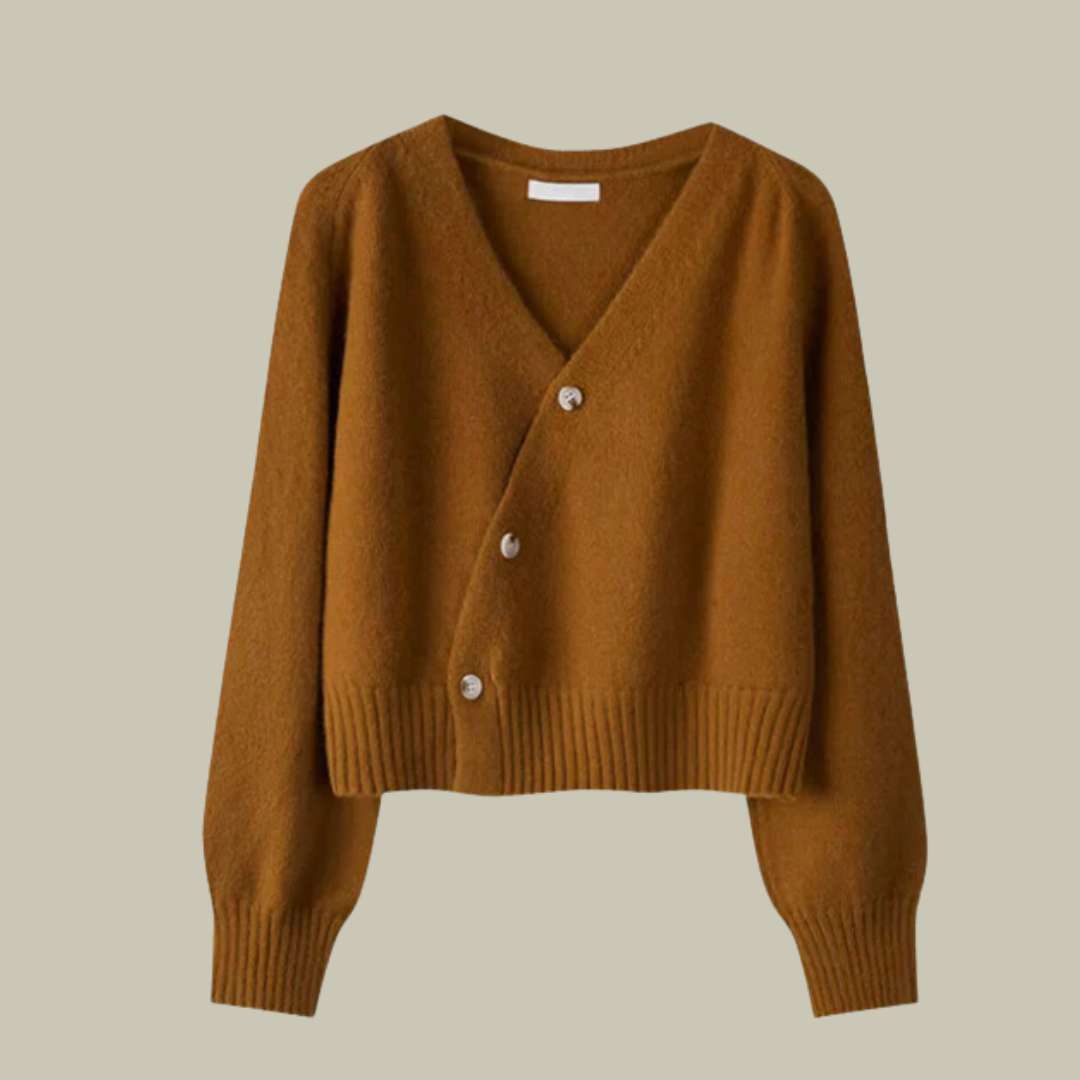 VIVIENNE™ V-Neck Button Knit wool blend