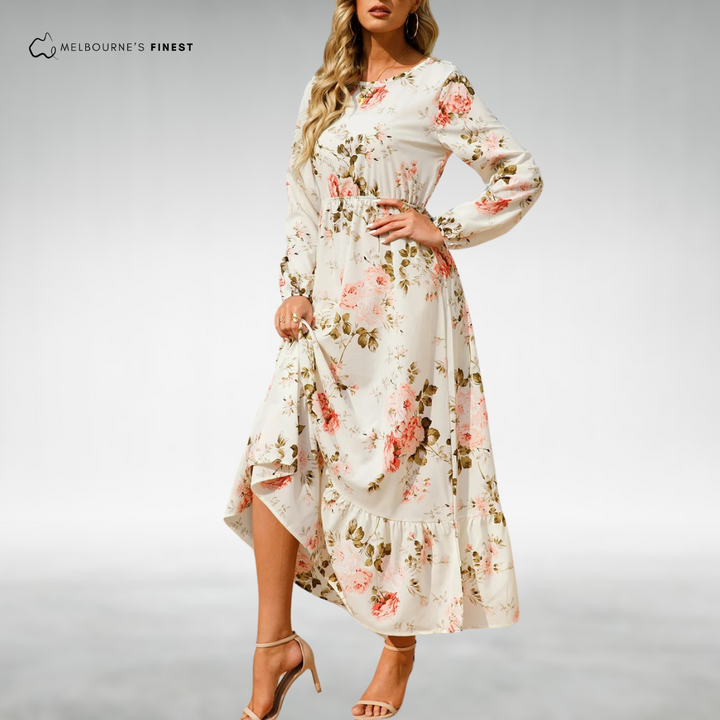 Loraine™ Floral Long Sleeve Midi Dress