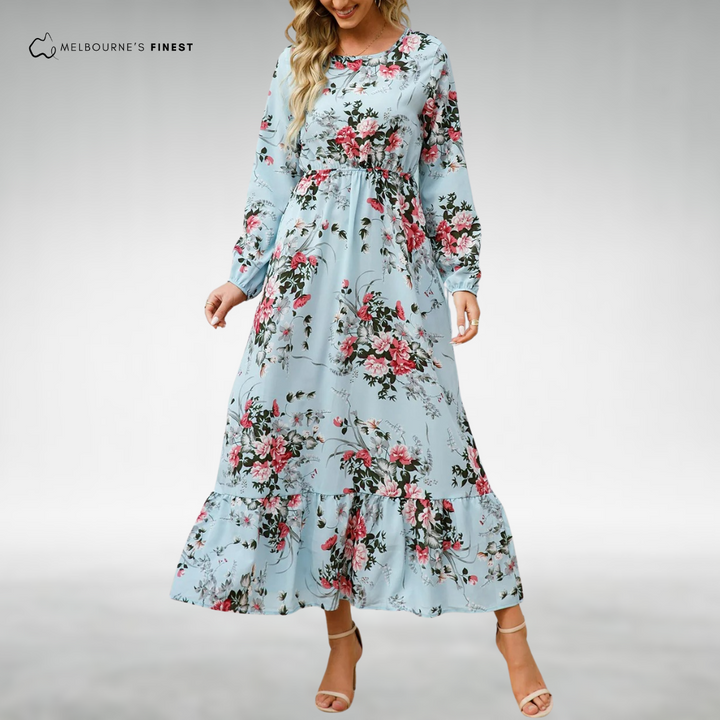 Loraine™ Floral Long Sleeve Midi Dress