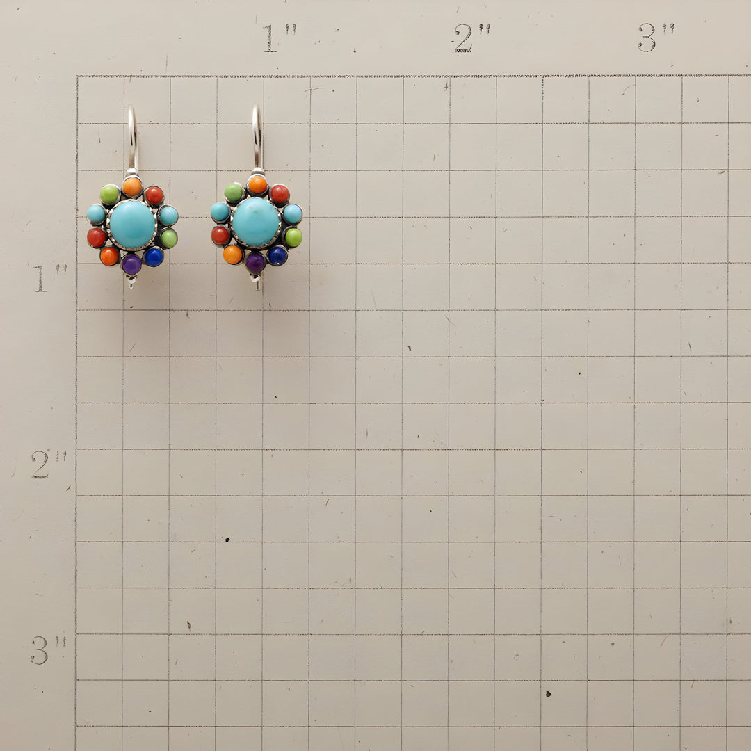 Multi-Colored Turquoise Hoop Earrings