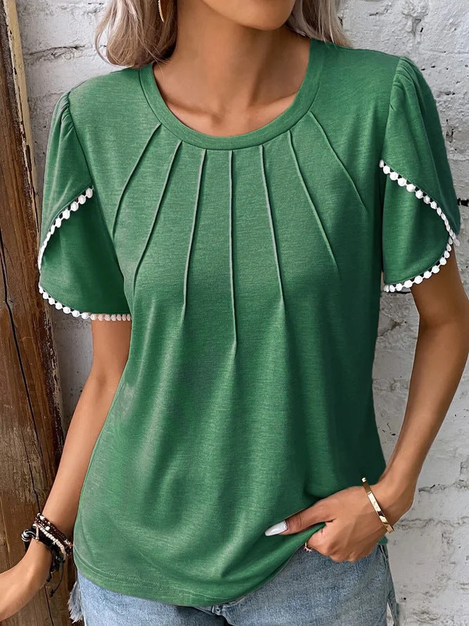 Liora | Pleated Puff-Sleeve Blouse