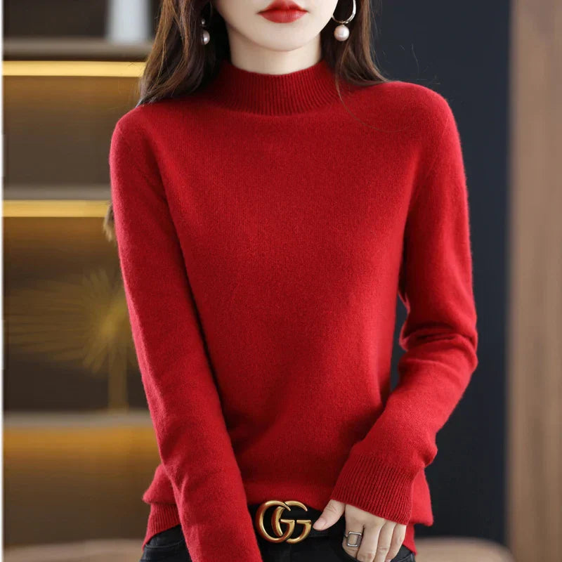 Women’s Mock Neck Sweater Slim Fit Soft Knit Top