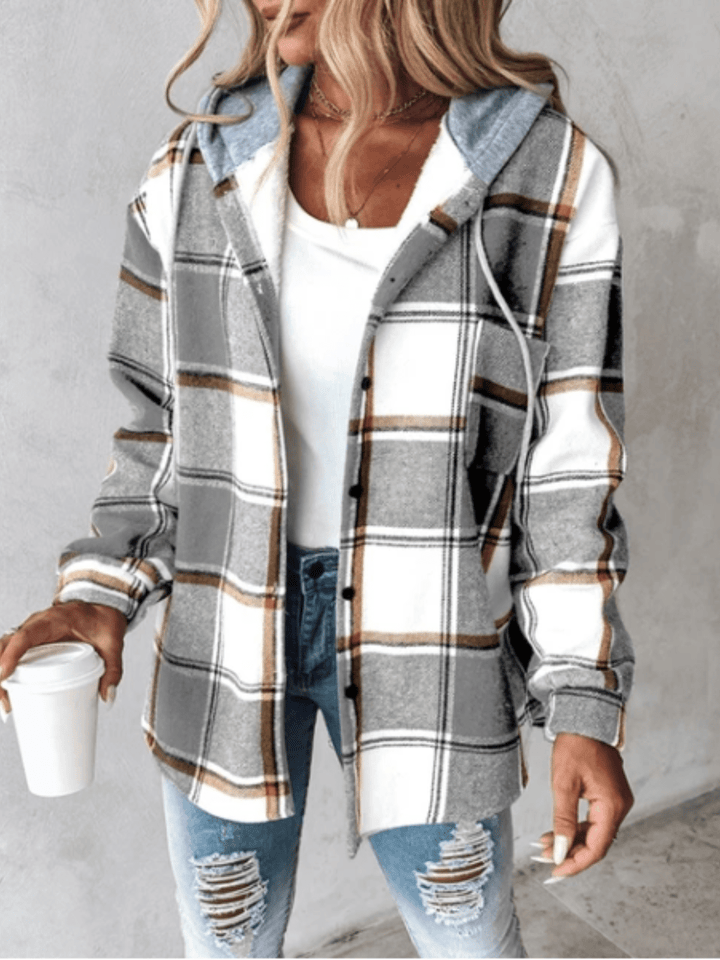 SARAH™ Checkered Hoodie casual knit