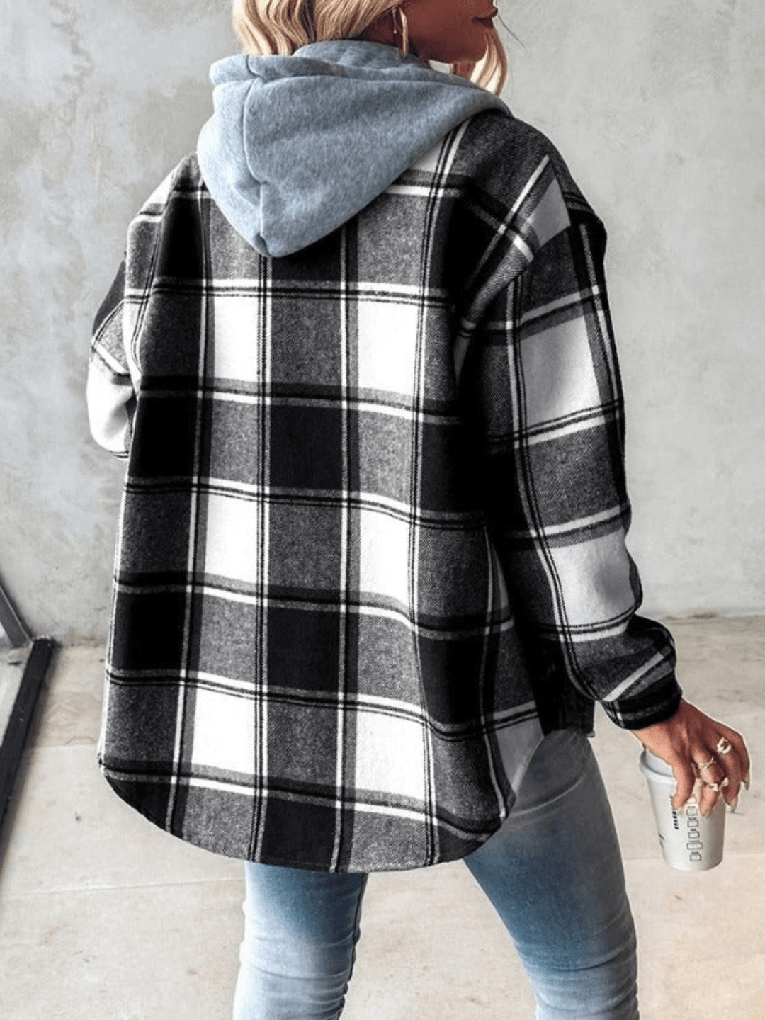SARAH™ Checkered Hoodie casual knit