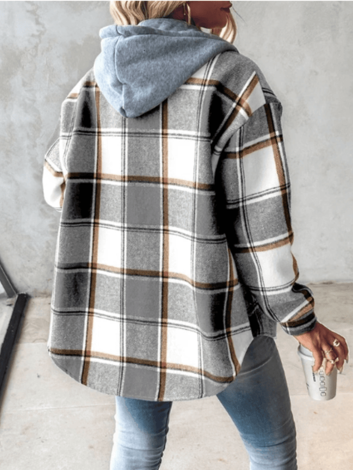 SARAH™ Checkered Hoodie casual knit