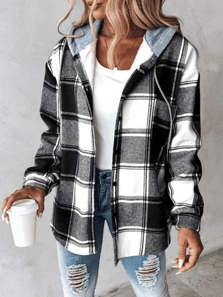 SARAH™ Checkered Hoodie casual knit