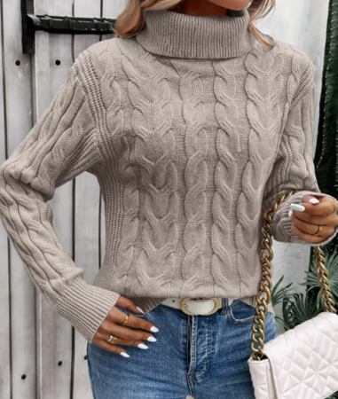 Elegant Women’s Turtleneck Knitted Sweater | Slim Fit Design
