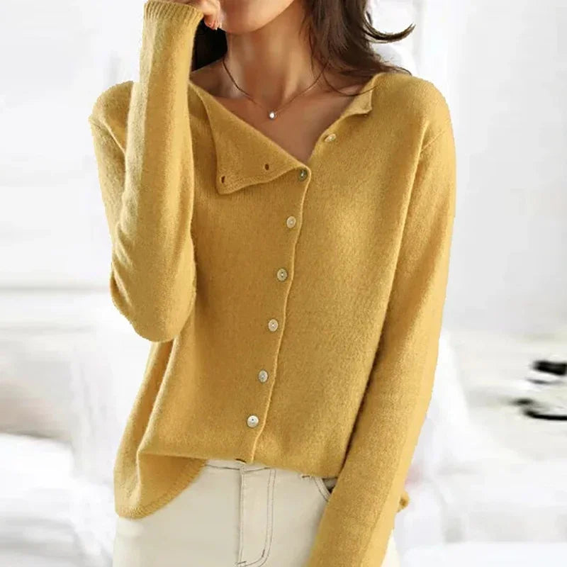 Lightweight Buttoned Womens Stretch Sweater