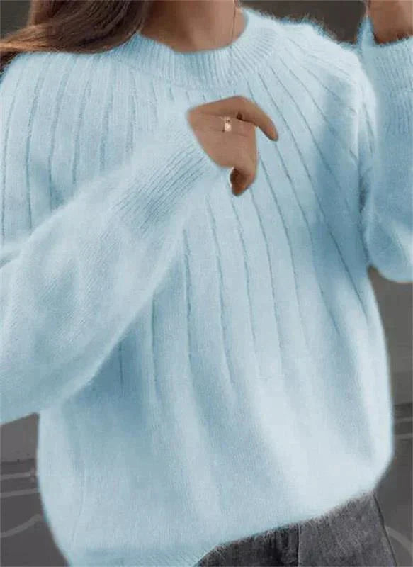 Cozy Ribbed Knit Pullover Sweater