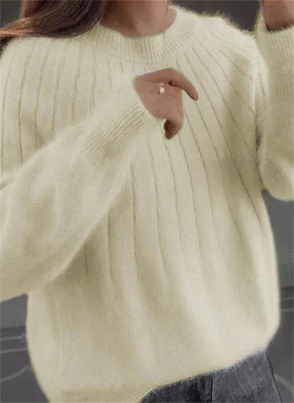 Soft Ribbed Knit Sweater for Women