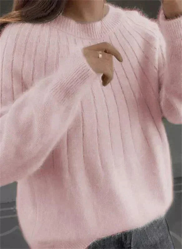 Cozy Ribbed Knit Pullover Sweater