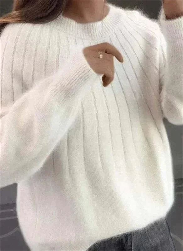Soft Ribbed Knit Sweater for Women