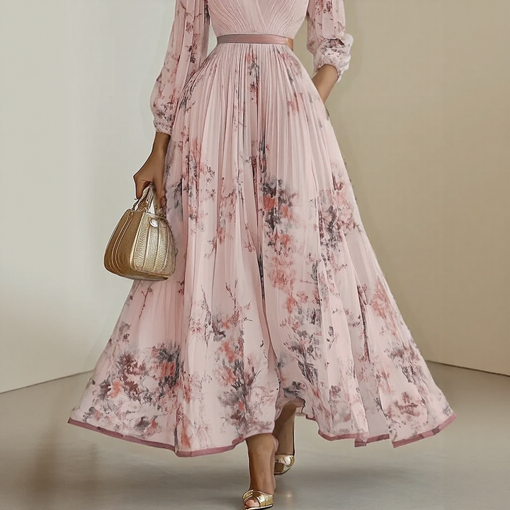 Elegant Pleated Maxi Dress in Roma Style